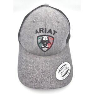 Ariat Mens Snapback Trucker Mexico Hat Gray Mesh Logo Cap Yupoong Adjustable